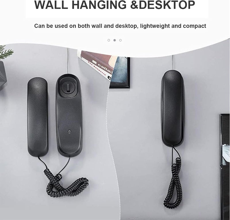 ComShion Landline Phone - Durable Corded Phone for The Office. mini Phone uses HD Sound Chips, Making The Sound Clearer. It is Suitable for Office and Home use, and More. (Black) - Image 2